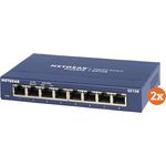 Netgear GS108 Duo Pack, 8-Port Netzwerk Switch mit 1 Gbit/s, Plug-and-Play, unmanaged