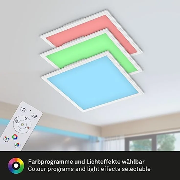 BRILONER Leuchten - Ultraflaches RGB CCT LED Panel, Deckenleuchte quadratisch (45 x 45cm), Weiß, Farbtemperatursteuerung (3.000-6.500 Kelvin), Dimmbar, 2.400 Lumen Lichtleistung – Bild 5