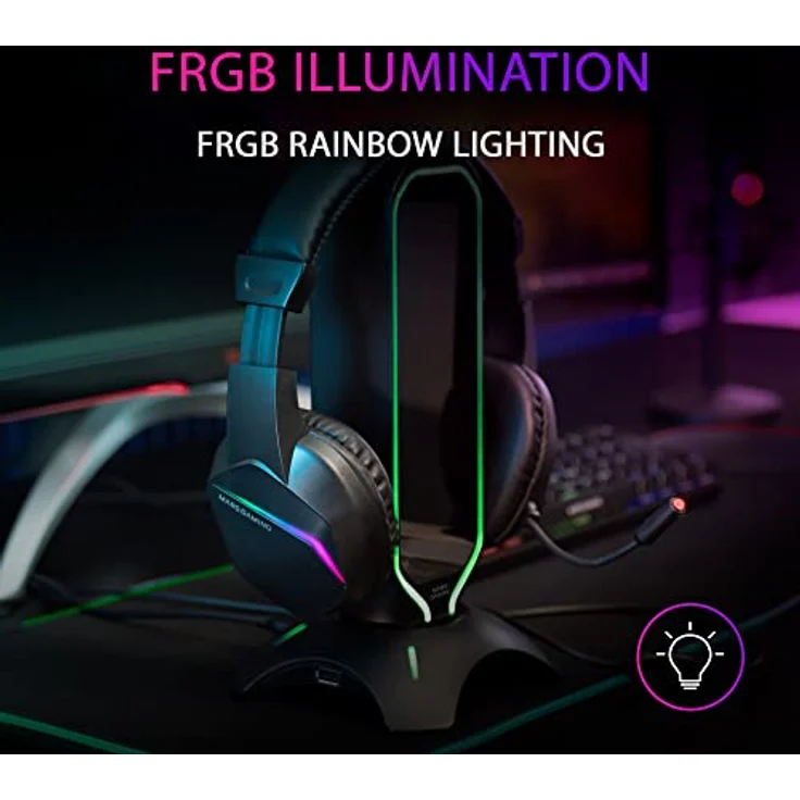 MARSGAMING Gaming MH122, FRGB Over Ear Kopfhörer mit Mikrofon, HiFi Sound, Geräuschunterdrückung, Ultraleichtgewicht, PS4 PS5 Xbox Switch Tablet Windows Mac, Schwarz, Large – Bild 2