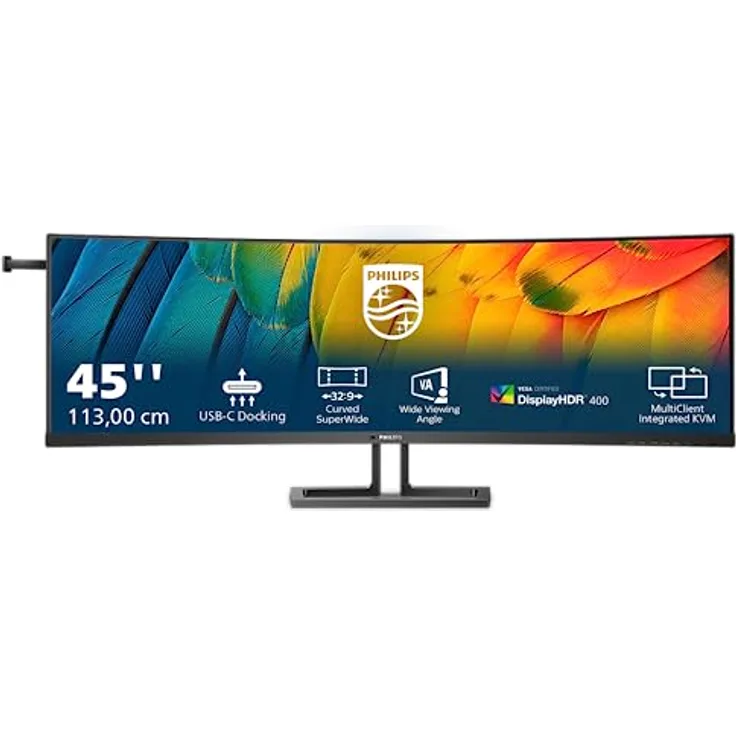Philips 45B1U6900C - 45 Zoll DQHD Curved Monitor, Adaptive Sync, höhenverstellbar (5120x1440, 75 Hz, HDMI, DisplayPort, USB-C (100W PD), USB Hub) schwarz