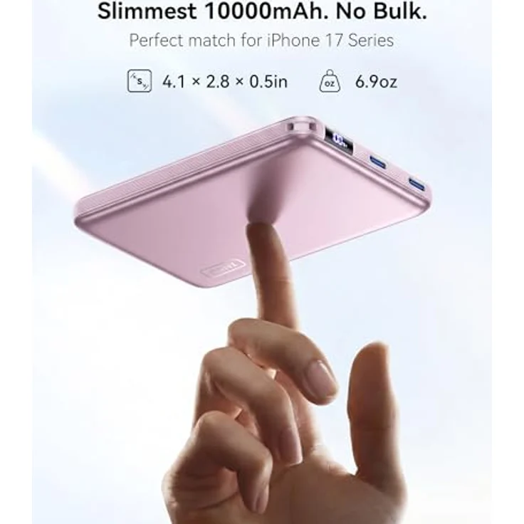 INIU Qi2 25W Power Bank, Dünnste 10000mAh Kabelloses und 45W USB-C Ultra-Schnellaufladung, Magnetisches Laden mit LED Anzeige, Flugsicher, lila – Bild 2