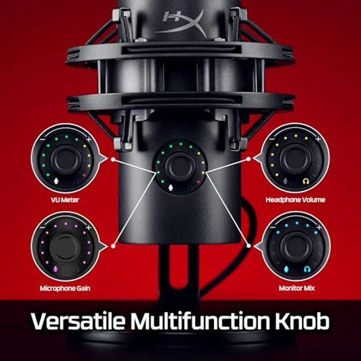 HyperX QuadCast 2 S - USB Mikrofon mit 32-Bit-Tiefe und 192kHz Abtastrate, 100+ aRGB LEDs - Schwarz – Bild 4