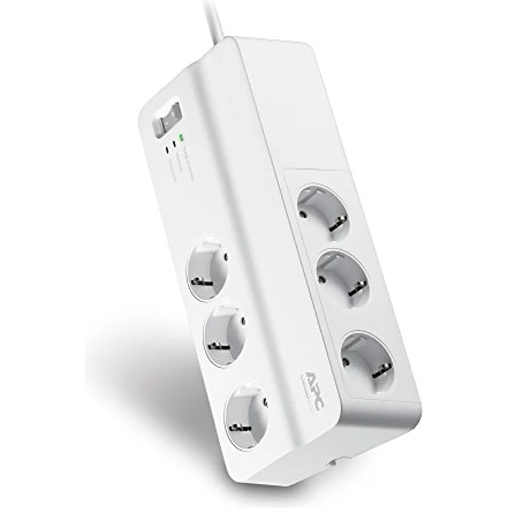 APC Surge Protector - PM6-GR - Steckdosenleiste mit Überspannungsschutz (6-fach Stecker Schuko, schaltbar, für PC, TV u.a. - Farbe: weiß) – Bild 2