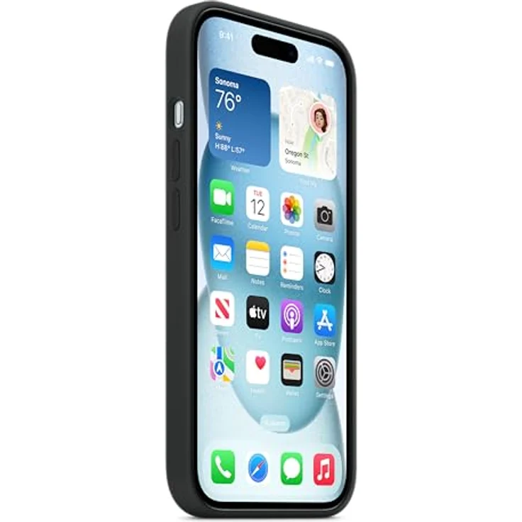 Apple iPhone 15 Silikon Case mit MagSafe – Schwarz mit integrierten Magneten und Mikrofaserfutter – Bild 3