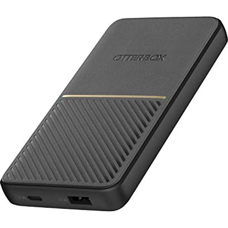 OtterBox Power Bank, schnelles Laden, 10,000 mAh externer Akku mit USB-A 18W und USB-C 18W Ausgangsleistung, Status LED, schlankes, sturzgeschütztes robustes Design, Schwarz