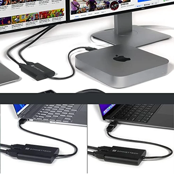SoNNeT Dual 4K HDMI 2.0 Adapter für M1 Macs, USB-A auf USB-C, Anschluss für zwei 4K Monitore@60Hz – Bild 4