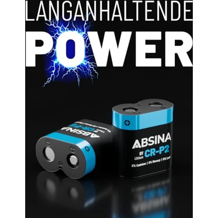 ABSINA CR P2 Lithium Batterie 6V, 2er Pack mit 1500mAh Kapazität, Temperaturfest von -20°C bis +60°C – Bild 5