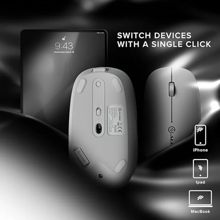 Alogic Echelon Bluetooth USB-C Wireless Mouse, wiederaufladbar, ergonomisches Design, weiss – Bild 5