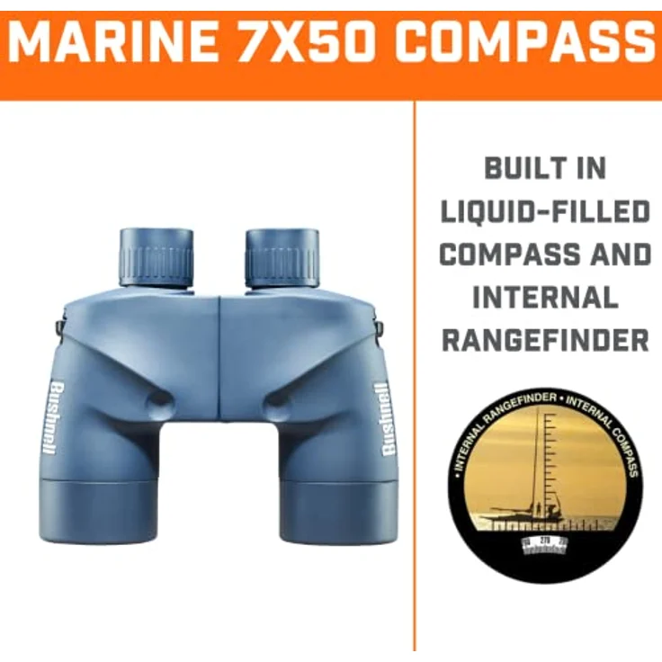 Bushnell Fernglas 7x50 Marine wasserdicht, robust, perfekt für Segeln, Bootsfahrten, MIT Kompass, 137500, Blau – Bild 3