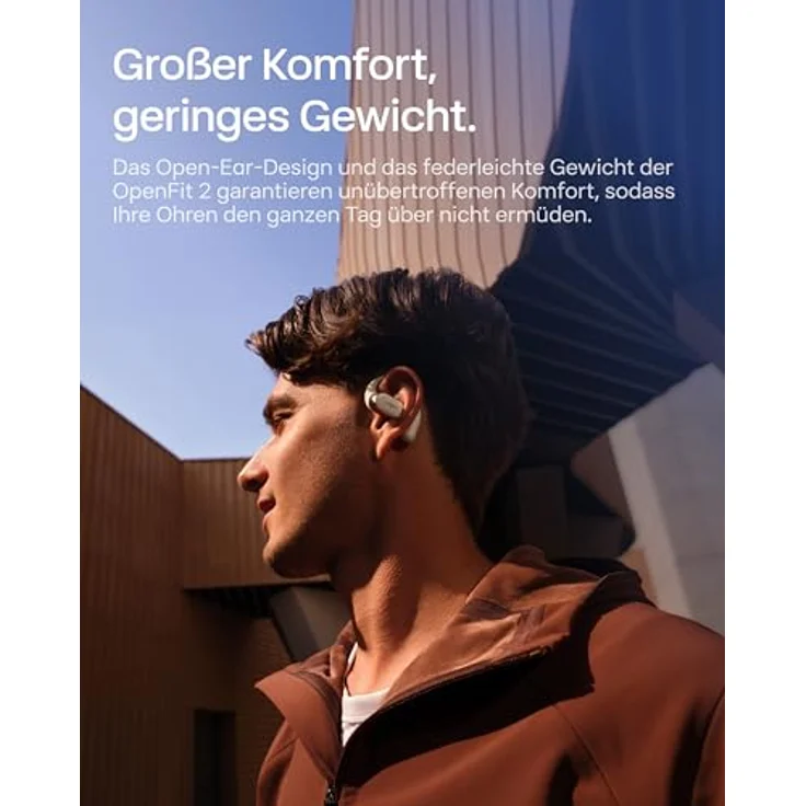 SHOKZ OpenFit 2 Open-Ear-Kopfhörer Bluetooth, 2025 Neue True-Wireless-Ohrhörer mit Mikrofon, 48 Stunden Wiedergabezeit, IP55 Wasserfest, Beige – Bild 5