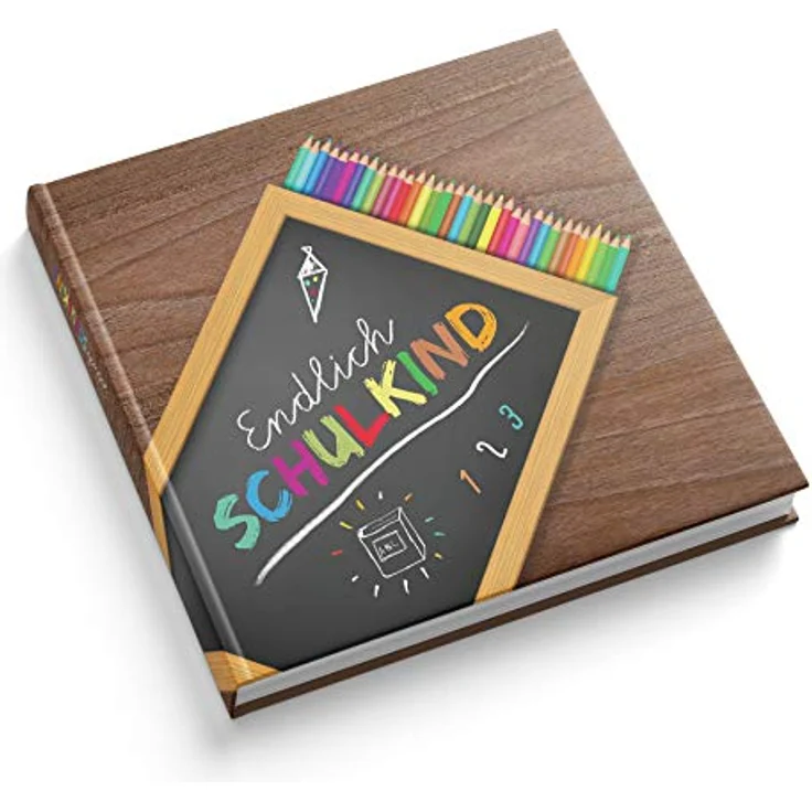 itenga Erinnerungsbuch Gästebuch Erster Schultag, 88 Seiten Fadenheftung aus 150 g/m² Naturpapier, Hardcover mit matter Folierung für Mädchen und Jungen – Bild 1