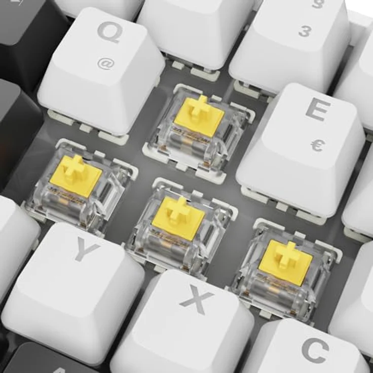 Sharkoon SKILLER SGK50 S4 Gen2, kompakte Gaming-Tastatur mit Gateron Yellow Switches und ergonomischem Design, weiss – Bild 7