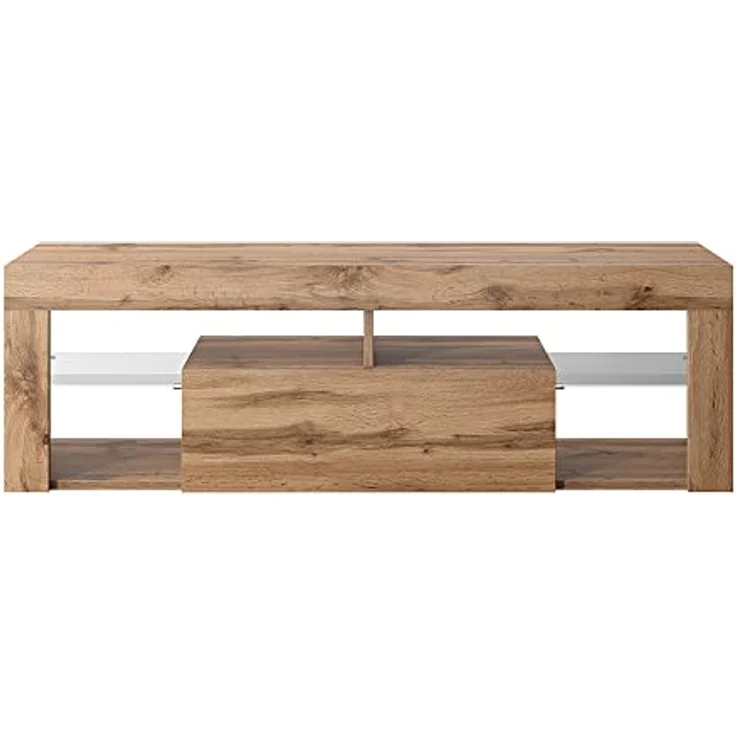 Selsey BIANKO – TV-Lowboard/Fernsehschrank Stehend Holzoptik Eiche Lancaster mit Klapptür 140 cm (ohne LED, Holzoptik Eiche Lancaster) – Bild 5