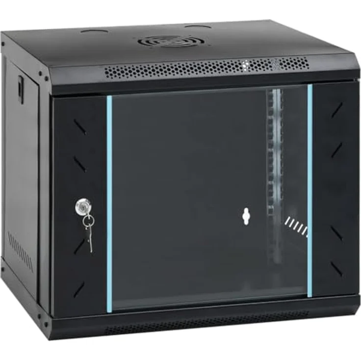vidaXL 9U Wand Netzwerkschrank, Serverschrank Wandmontage, 19" Rack Server Schrank, IP20, abschließbar – Bild 1