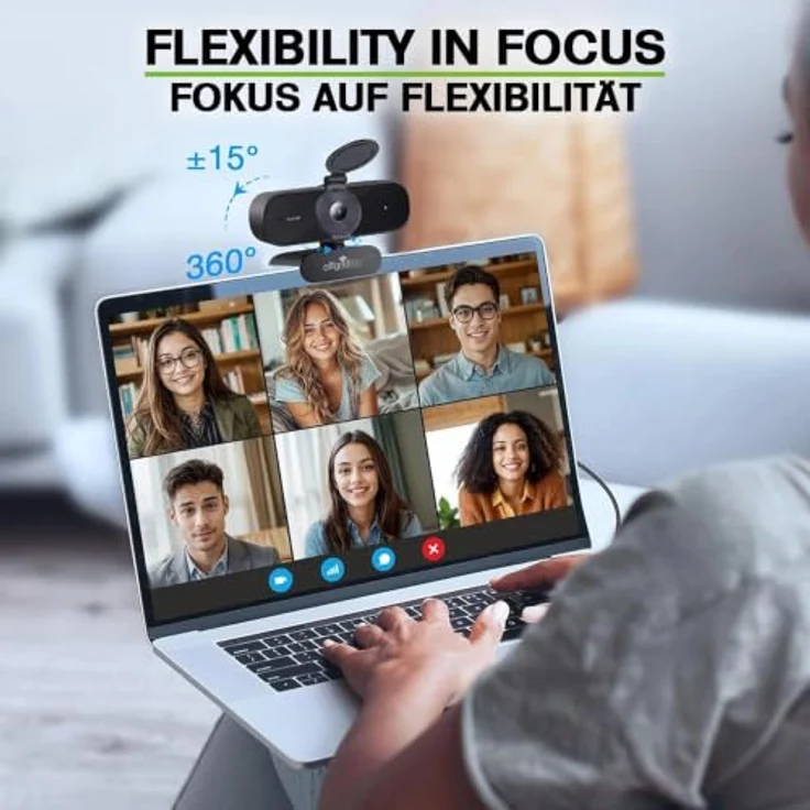 Offgridtec UHD Webcam 4K, Webcam mit Mikrofon, Autofokus & Privacy-Shutter, USB-A/USB-C für PC & Laptop – Bild 3