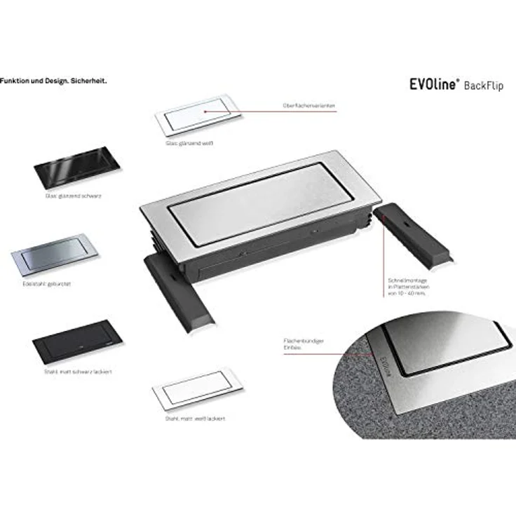 Schulte Steckdose EVOLINE Backflip Glas schwarz, 2 Steckdosen, 1 USB Typ C – Bild 10