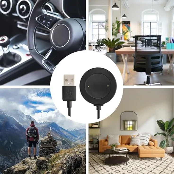 kwmobile USB Kabel Charger für Honor Watch 4 (TMA-L19) / Watch GS4 / GS3 (MUS-B19), 100 cm langes Ersatzladekabel in Schwarz, schnell und stabil ladbar – Bild 5