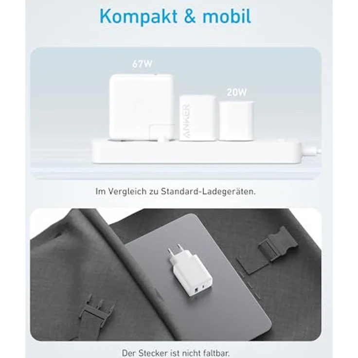 Anker 20W USB C Ladegerät, iPad Netzteil mit 150cm Kabel, USB-Schnellladenetzteil, dual-port, kompatibel mit iPhone 17/16/15 Series – Bild 5