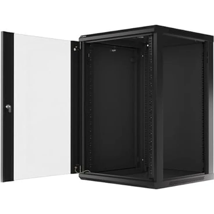 Lanberg Rack Wandschrank 19", 18U Wandschrank mit Glastür, schwarz, 600x600 mm, stahl, max. 60 kg Tragfähigkeit – Bild 3
