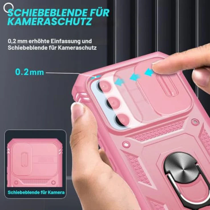 LeYi Hülle für Samsung Galaxy A54 5G, Kamera Schieber Schutzhülle mit militärischem Schutz, rosa mit 2 Displayschutzfolien und Stehfunktion – Bild 2