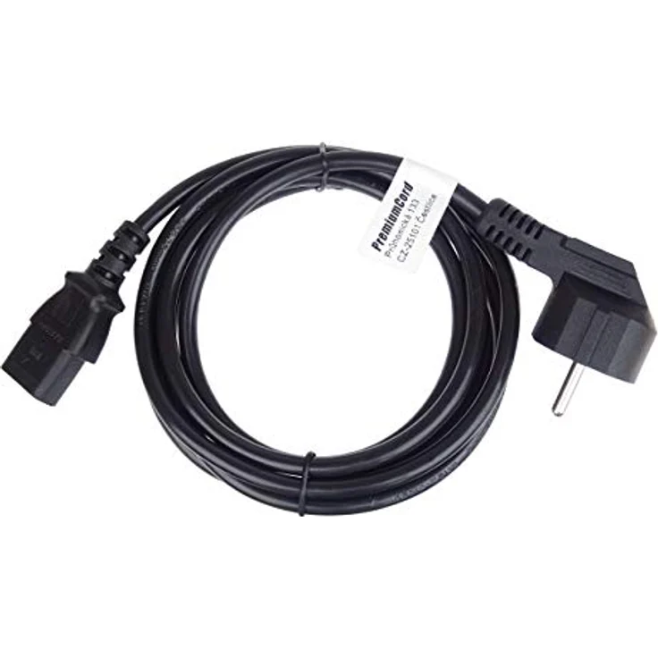 PremiumCord Netzkabel 230V 1m, Stromkabel mit Schutzkontakt gewinkelt auf Kaltgerätebuchse C13, IEC 320, PC Netzkabel 3 Polig, Farbe schwarz – Bild 4