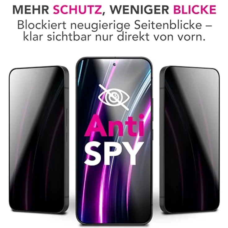 NALIA AntiSpyX, Privacy Schutzglas für Samsung Galaxy S25 FE, 9H Härte, Anti-Spy, kratzfest, touch-sensitiv, hüllen-kompatibel, inkl. Reinigungskit – Bild 3