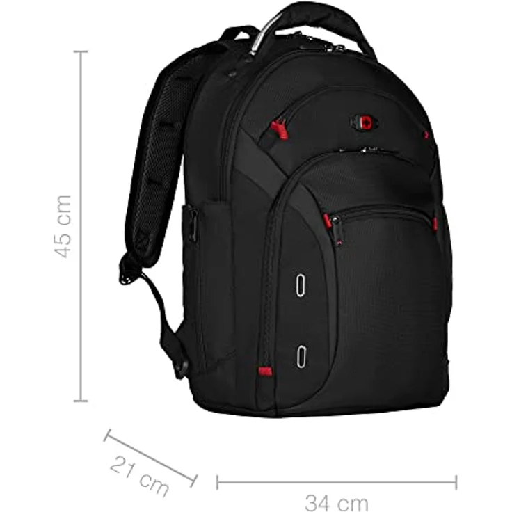 WENGER Gigabyte Laptop-Rucksack mit Tabletfach, Notebook bis 16 Zoll, Tablet bis 10 Zoll, Organizer, 17 l, Damen Herren, Büro Business-Reisen Uni, Schwarz, 600627 – Bild 2