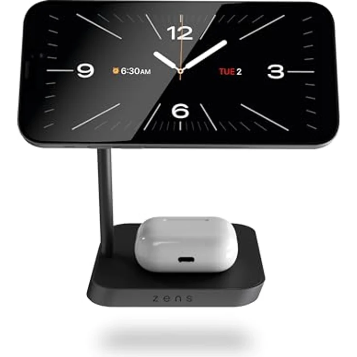 OtterBox Zens Office Wireless Charger 2, MagSafe und Qi-kompatibles 15 W Ladegerät für iPhone Air 17, 16, 15, 14, 13, 12 und AirPods, inkl. 24-W-Netzadapter, Schwarz – Bild 2