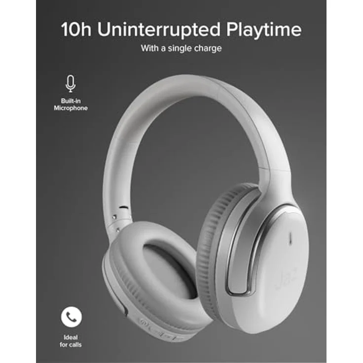 JAZ Pro Aero, Kabelloses On-Ear-Headset mit 10h Akkulaufzeit und integriertem Mikrofon, Weiss – Bild 3