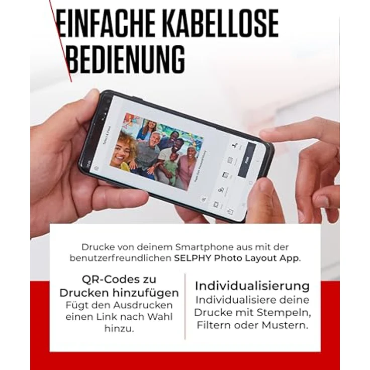 Canon SELPHY CP1500 Mobiler Fotodrucker, drahtloser Bluetooth-Drucker mit 54 Blatt 4x6 Postkartenpapier, schwarz - kompakt und leicht, wasserabweisende und kratzfeste Fotos – Bild 5