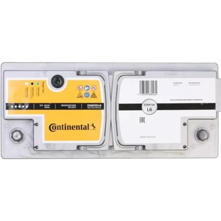 Continental 2800012027280, Starterbatterie L6, 110 Ah, 12 V, 950 A, Blei-Kalzium, B13, Maße 393x175x190 mm – Bild 3