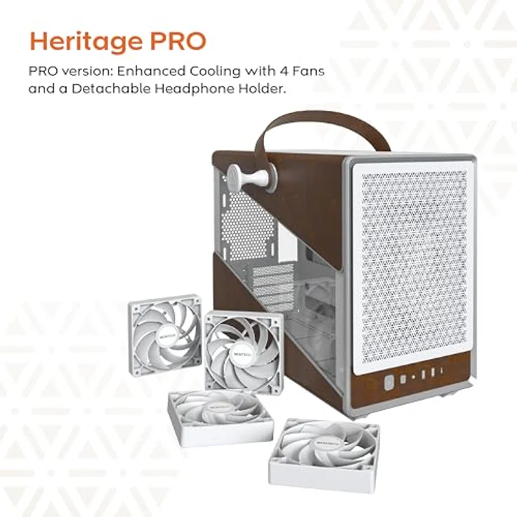 Montech HERITAGE PC-Gehäuse, Midi-Tower, Micro-ATX, Tempered Glass - weiß – Bild 5
