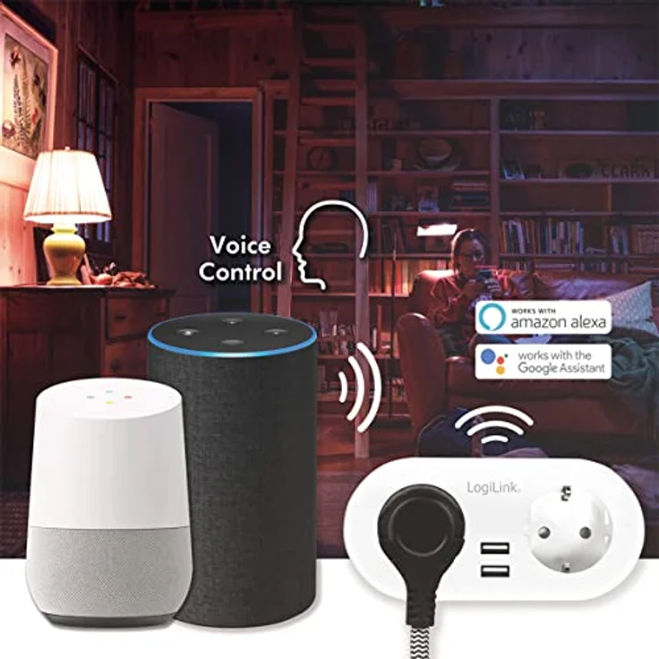 LogiLink SH0102 - Wi-Fi Smart Home Stromstecker 2-Fach (2X CEE 7/7) + 2X USB-A, über App steuerbar, IP20, Tuya kompatibel, unterstützt Amazon Alexa und Google Home – Bild 3