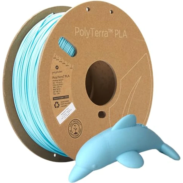 Polymaker PolyTerra PLA Ice, 3D-Druckfilament 1.75mm, 1kg, nachhaltiger Biokunststoff mit hervorragender Druckqualität und Überhangfunktion – Bild 1