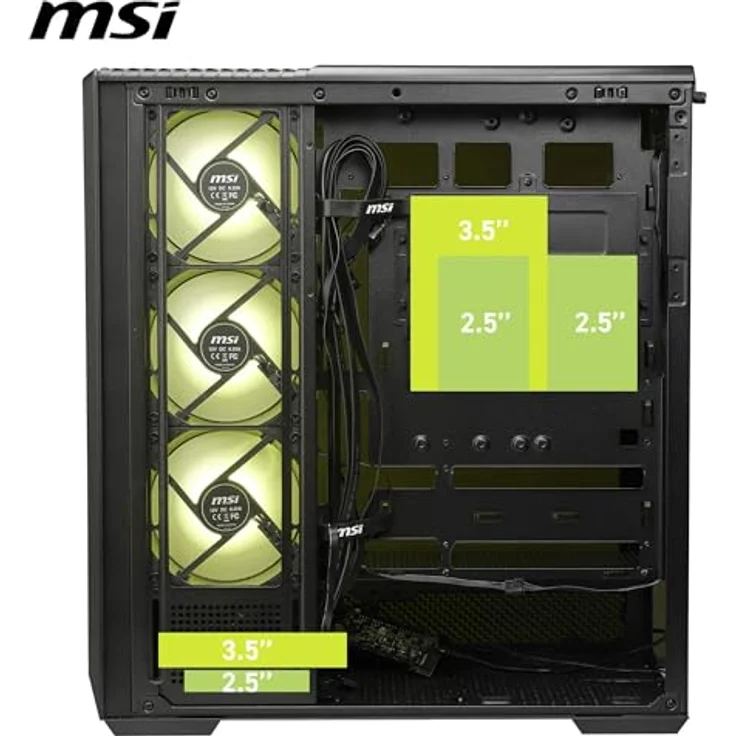 MSI GEH Midi MAG PANO 130R PZ, PC Gehäuse mit 270-Grad-Panoramabildschirm, für mATX/ATX/Mini-ATX, Schwarz – Bild 5