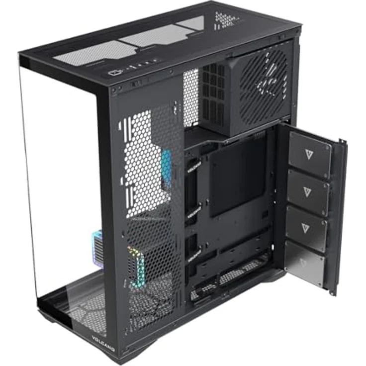 Modecom Volcano Space XL Full Tower NF, PC Gaming Gehäuse ATX, Schwarz, modularer Aufbau, Platz für 400mm GPU, modernes Dual-Chamber Design, gehärtete Glas-Optik, ohne Lüfter – Bild 10