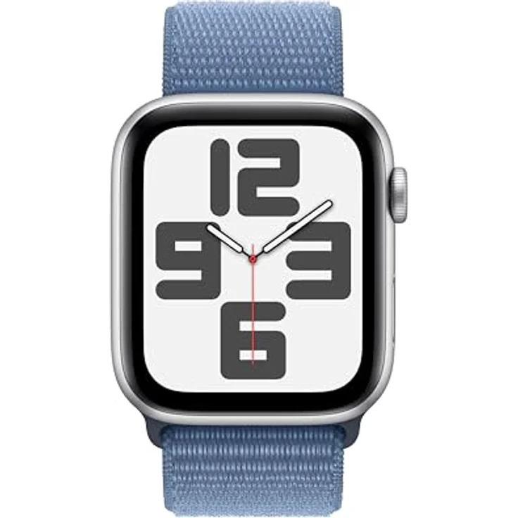 Apple Watch SE GPS (2. Generation), 44 mm Aluminiumgehäuse Silber, Sport Loop Winterblau – Bild 2