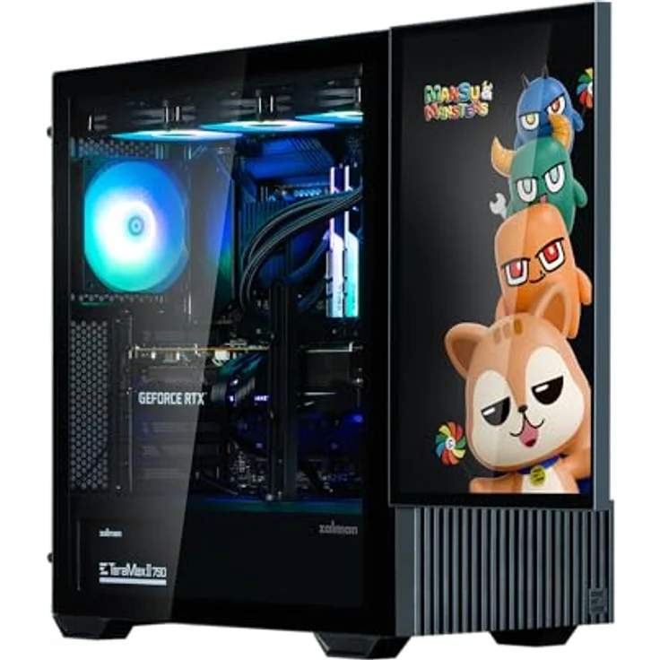 Zalman Z10 DS Mid Tower PC-Gehäuse mit Display 15,6 Zoll (39,6 cm) (schwarz) - Elegantes Gehäuse mit 15,6 Zoll Display und gehärteter Glasplatte – Bild 2