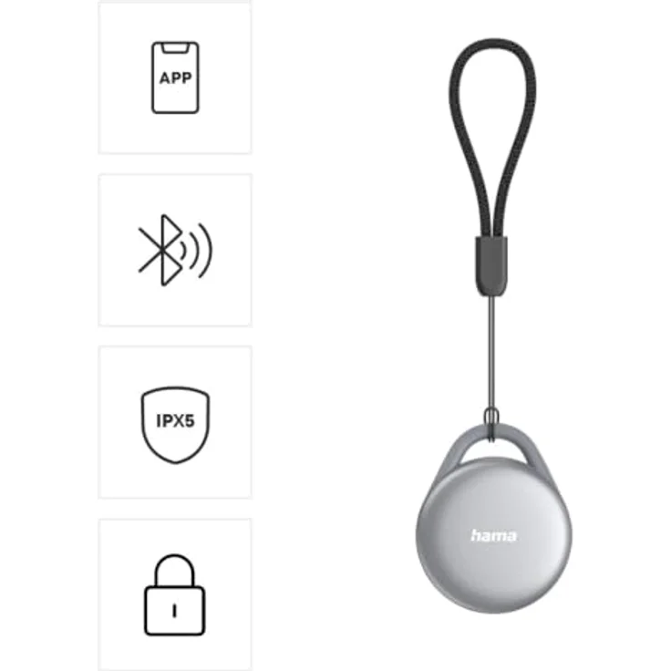 Hama 185840 Schlüsselfinder, Bluetooth-Item Finder für Android und Apple, grau, aufladbar – Bild 2