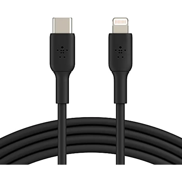 Belkin USB-C-/Lightning-Kabel (iPhone-Kabel zum Schnellladen für das iPhone 14 oder ältere Modelle) Boost Charge MFi-zertifiziertes iPhone USB-C-Kabel (Schwarz, 2 m)