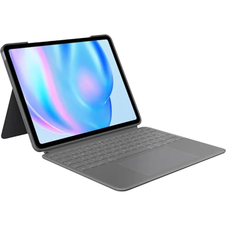Logitech Combo Touch iPad Air 11 Zoll (M2), iPad Air (4. und 5. Generation - 2020, 2022)(2024) Tastatur-Case - Abnehmbare Tastatur mit Hintergrundbeleuchtung und Halterung, DEU QWERTZ-Layout - Grau