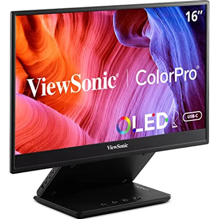 ViewSonic VP16-OLED 16" 16:9 Portable OLED Monitor with 100% DCI-P3, 100% sRGB, Pantone validate, Micro HDMI, 2 USB-C, Speakers - Black