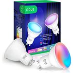 NOUS GU10 RGB LED Lampe, WLAN Glühbirne Alexa, Smart Light Bulb, App gesteuertes Licht, Glühbirne Farbwechsel, LED Glühbirne dimmbar, Smart Life/Tuya App, 2.4GHz WiFi, Pack of 2