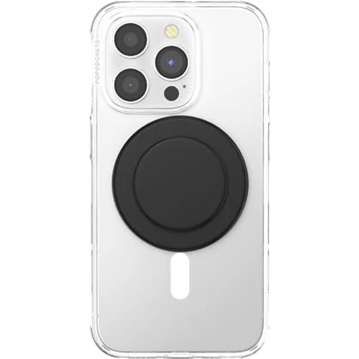 PopSockets PopGrip runder Telefongriff, kompatibel mit MagSafe, inkl. Adapterring, kabelloses Laden möglich - Schwarz – Bild 3