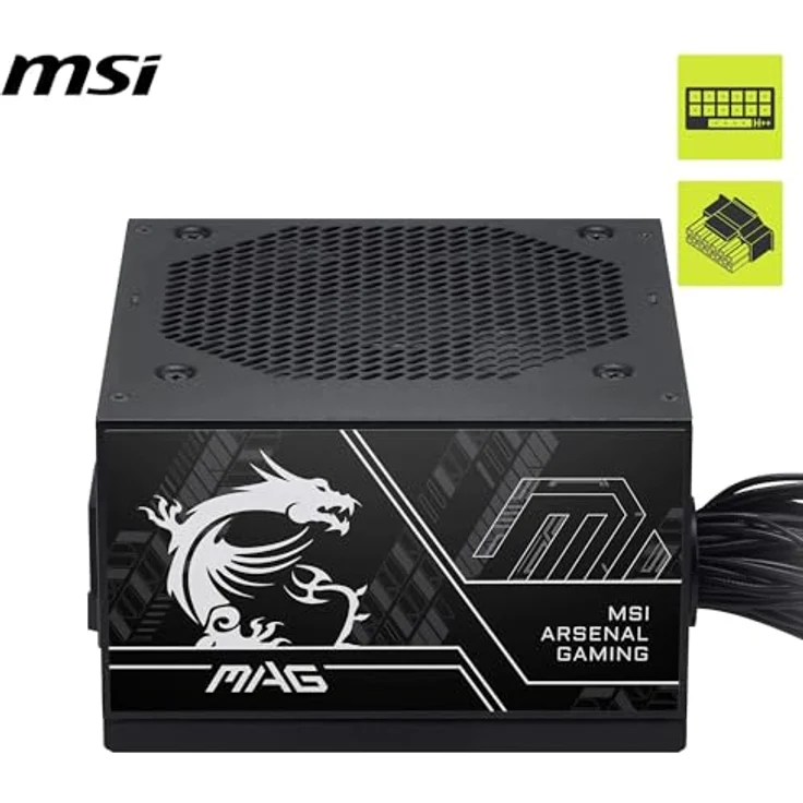 MSI Pro MAG A750BN PCIE5 III PC-Netzteil, 750 W, ATX, 80 Plus Bronze, kompatibel mit PCIe 5.1, nativer 12V-2x6 Anschluss, zweifarbig, 120mm Lüfter – Bild 2