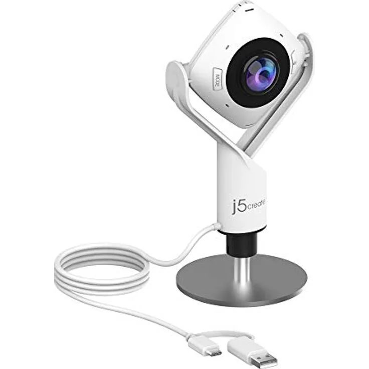 j5Create JVCU360 (2.10 Mpx), Webcam, Schwarz, Weiss