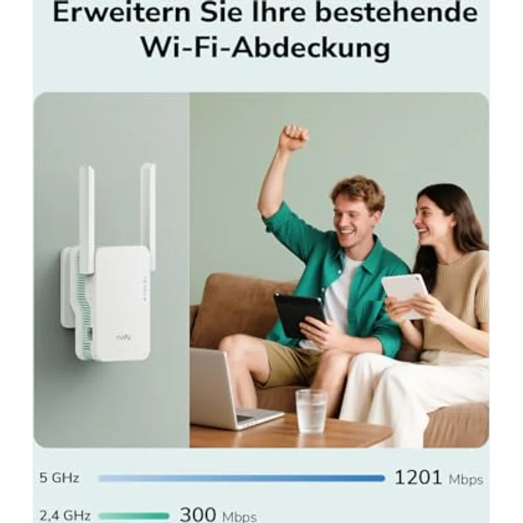 Cudy RE1500, Wi-Fi 6 Mesh Repeater AX1500, 1201 Mbps, Dual Band, WPA3 Sicherheit – Bild 3