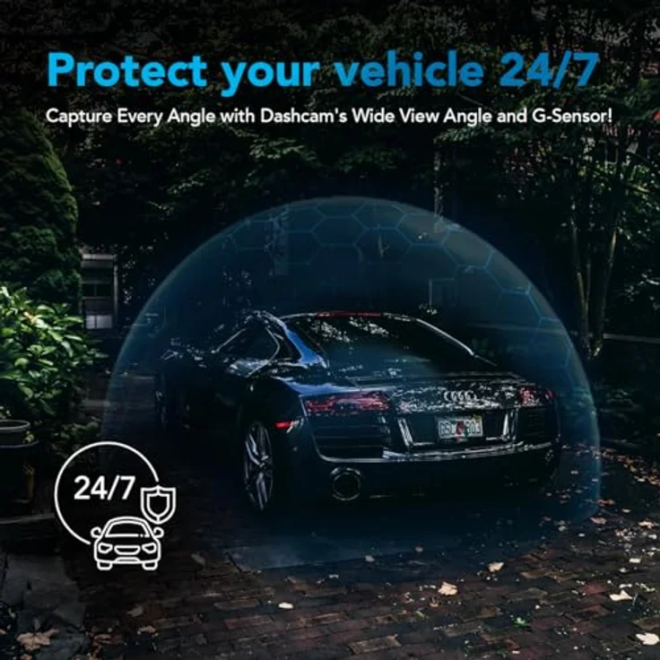 AutoSky 4K Dual Dashcam mit GPS & WLAN – Frontkamera 4K Ultra HD, Rückkamera 1080P, 140° Weitwinkel, G-Sensor, Loop- & Zeitraffer-Aufnahme, Nachtsicht, Bewegungserkennung, schwarz – Bild 3