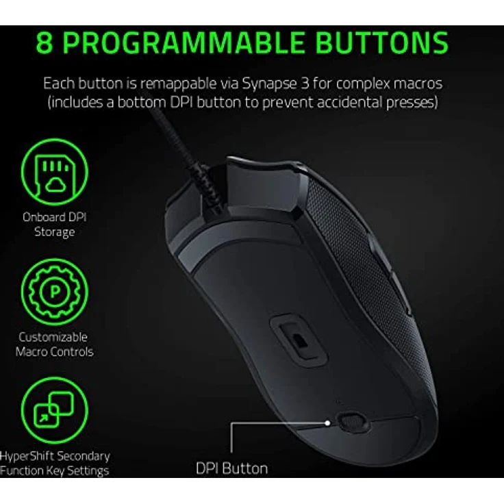 Razer Viper - Light Esports Gaming Mouse (Leichte beidhändige Gamer Maus mit 69g Gewicht, Speedflex-Kabel, optischer 5G Sensor, integrierter DPI-Speicher und RGB Chroma Beleuchtung) – Bild 5
