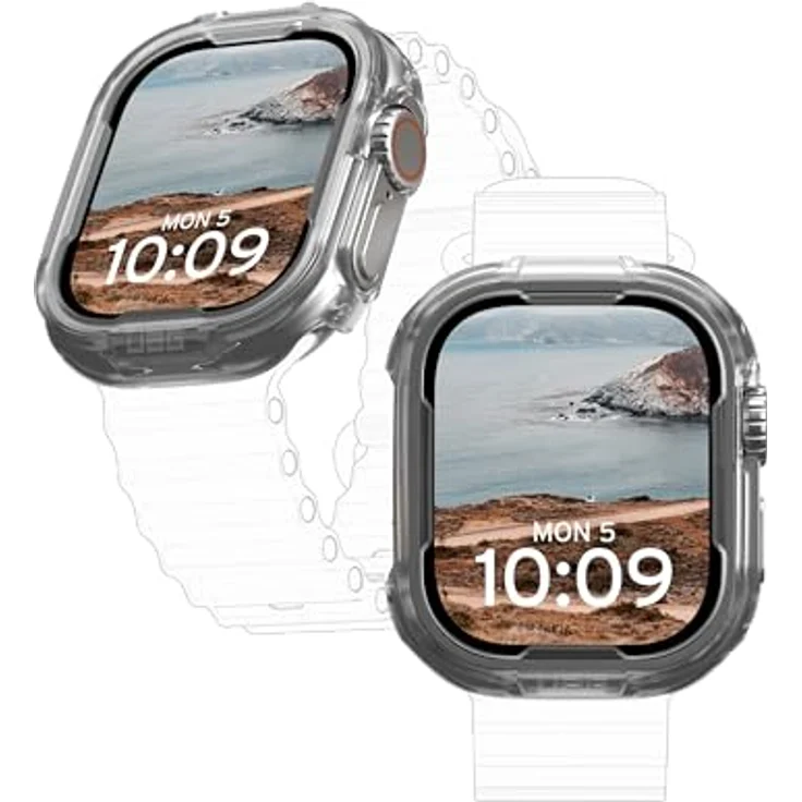 URBAN ARMOR GEAR Scout Case für Apple Watch Ultra/Ultra 2 (49mm) – Sturz- und stoßsichere Hülle nach US-Militärstandard, Displayschutz, translucente Ice-Farbe – Bild 1